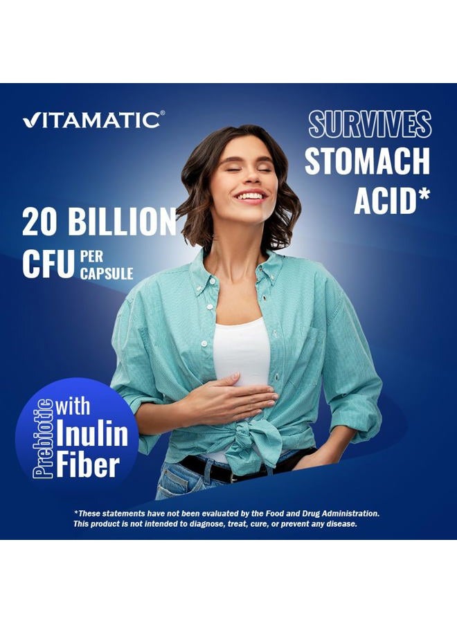 Vitamatic Lactobacillus Plantarum - 20 Billion per DR Capsule - 60 Count - Digestive Support - Made with Prebiotic Inulin Fiber - Image 4